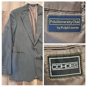 Polo University Club by Ralph Lauren Blazer Mens 42L Grey Wool Sport Coat Cohoes